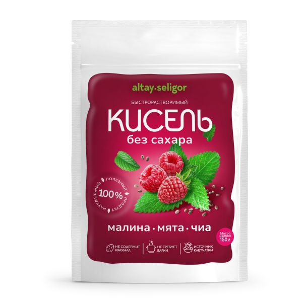 

Кисель без сахара и крахмала Altay Seligor Малина Мята быстрорастворимый, 150 г, КИСЕЛЬ