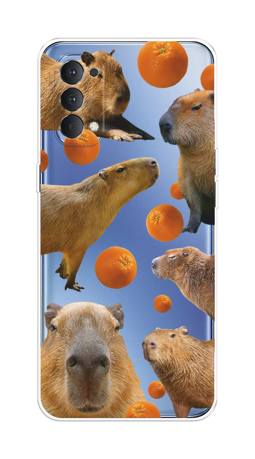 

Чехол на Oppo Reno 4 4G "Капибара и апельсины", Бежевый;оранжевый, 259450-1