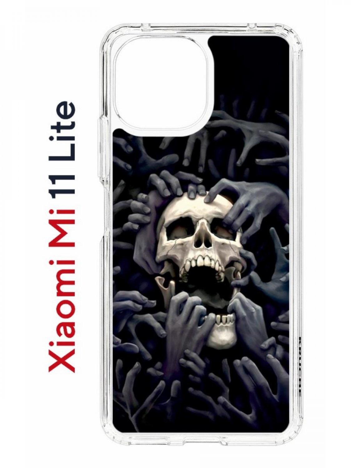 фото Чехол на xiaomi mi 11 lite kruche print skull hands,противоударный бампер,с защитой камеры кruче