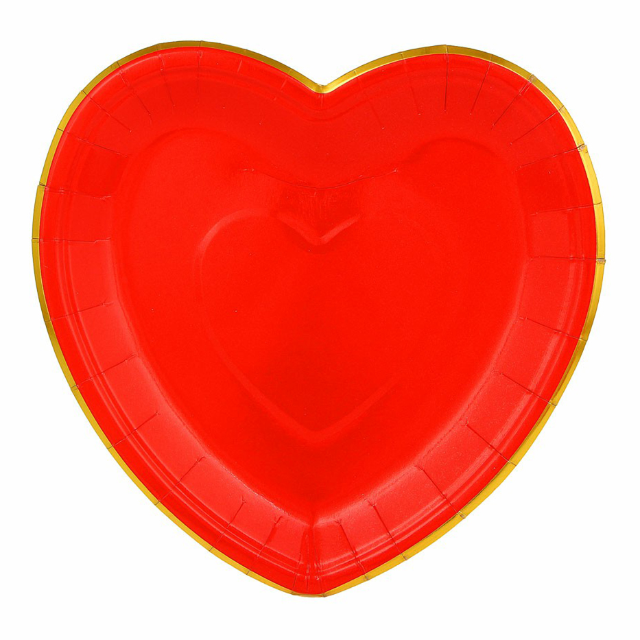 фото Тарелки одноразовые сердце бумажные 19 х 19 см 6 шт nobrand