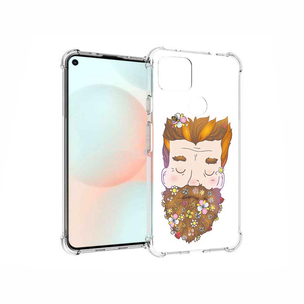 

Чехол MyPads Tocco для Google Pixel 5A мужчина с цветами в бороде, Прозрачный, Tocco