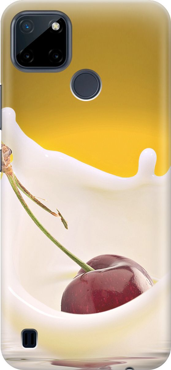 

Силиконовый чехол на Realme C21Y "Ягода в молоке", Белый;желтый, 4873