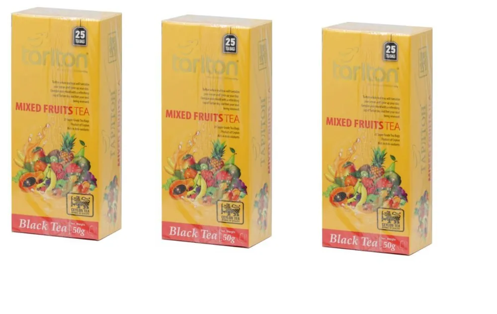 

Чай Tarlton чёрный Mixed Fruits25 пакетиков, 50 г х 3 шт, микс фруктов