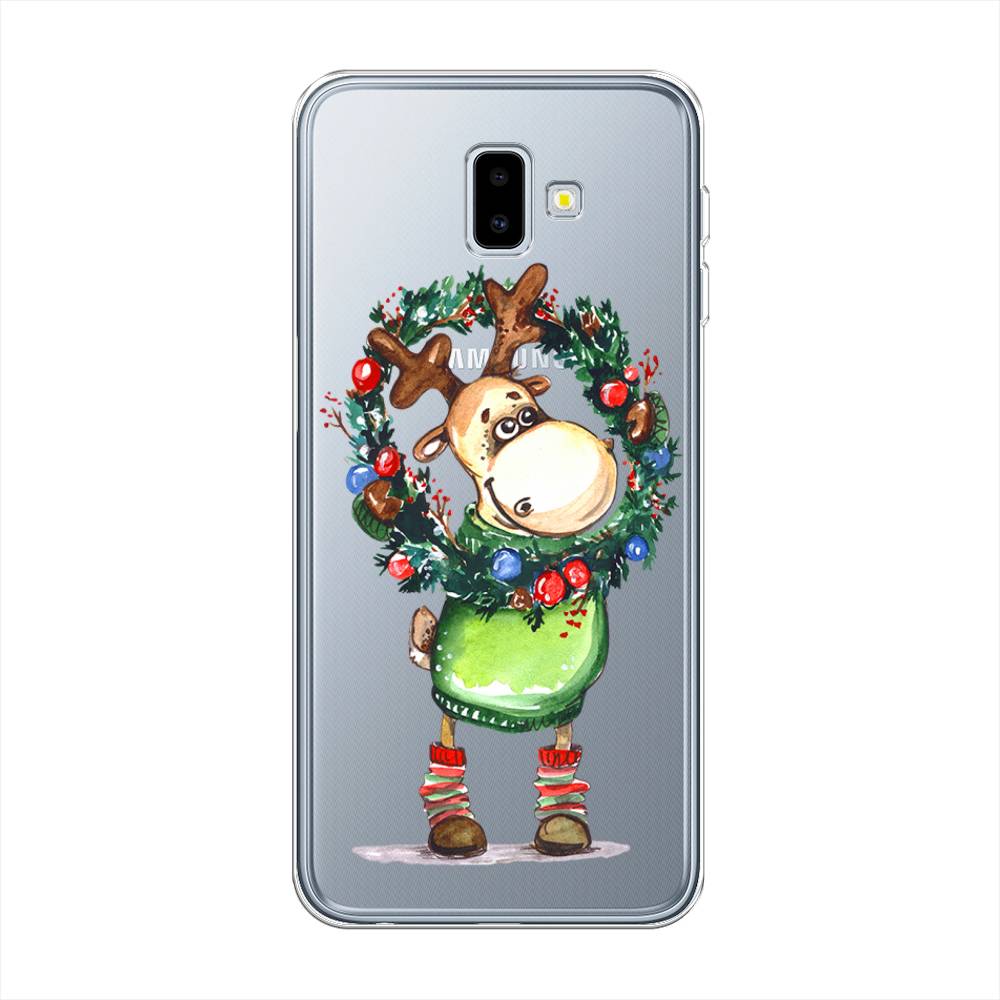 

Чехол на Samsung Galaxy J6 Plus 2018 "Олень с новогодним венком", 26950-4