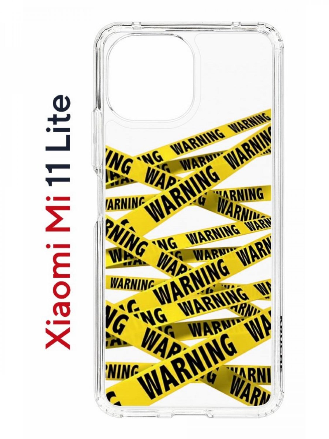 Чехол на Xiaomi Mi 11 Lite Kruche Print Warning,противоударный бампер,с защитой камеры