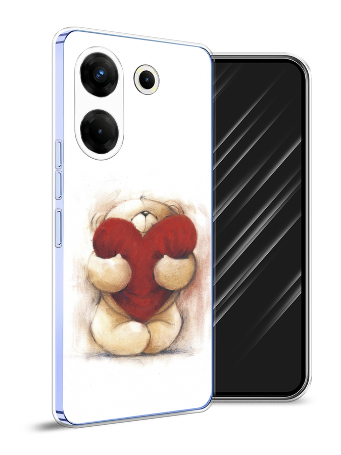 

Чехол Awog на Tecno Camon 20 Pro 5G "Мишка с сердцем 1", Белый;бордовый;бежевый, 304050-6