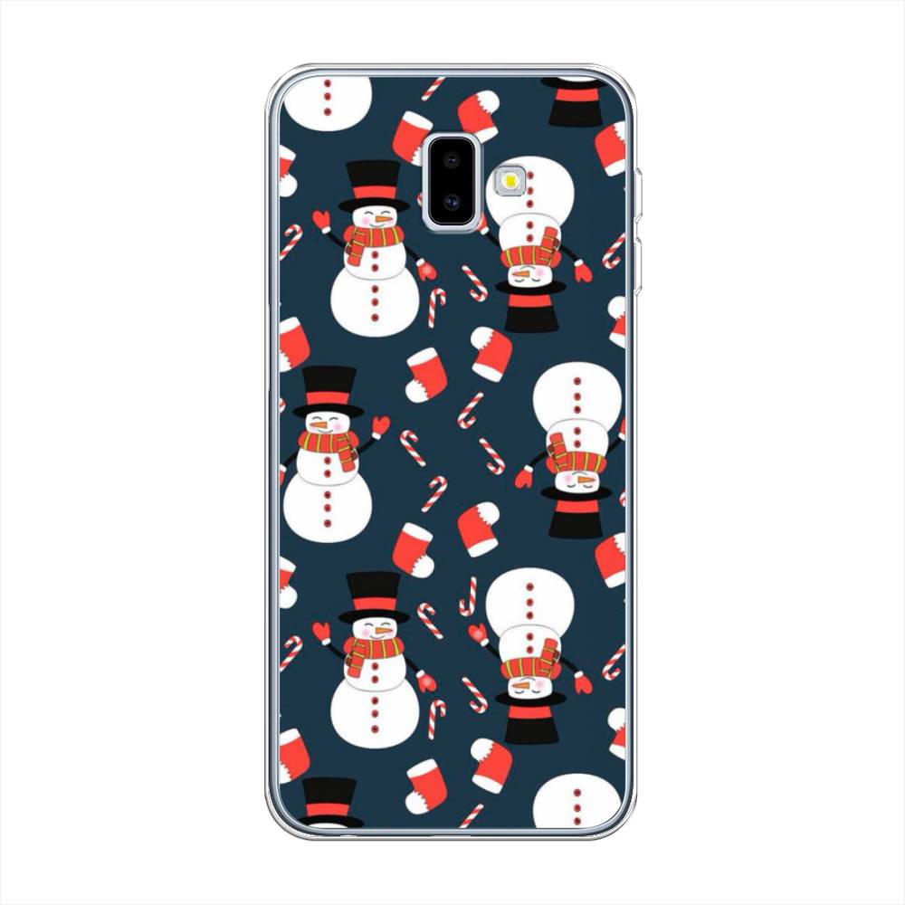 

Чехол на Samsung Galaxy J6 Plus 2018 "Синие снеговики", Синий;белый;красный, 26950-5