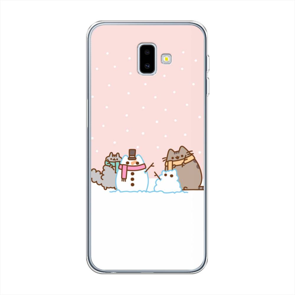 

Чехол на Samsung Galaxy J6 Plus 2018 "Котики в снегу", Розовый;белый;серый, 26950-5