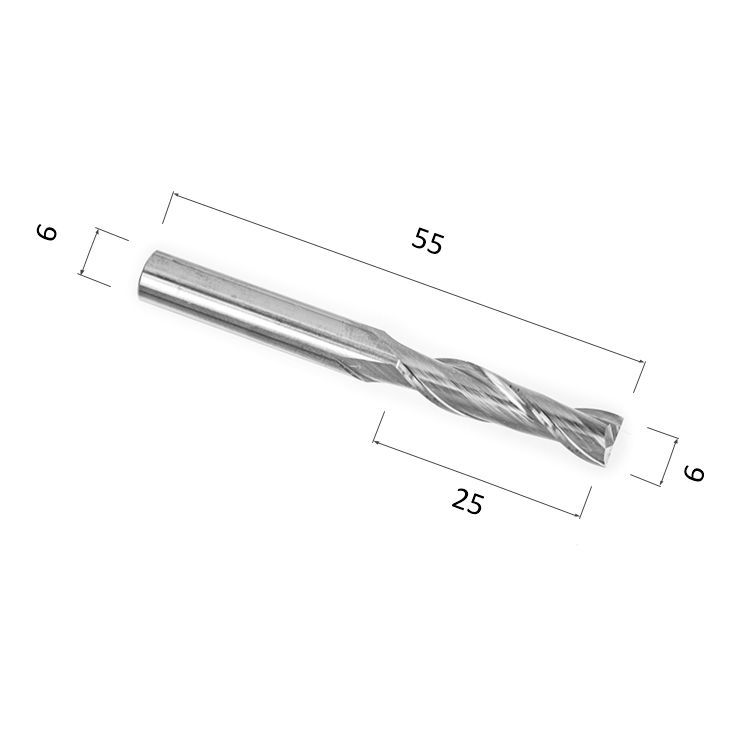 Фреза спиральная двухзаходная DJTOL AA2LX6.25 для станка ЧПУ