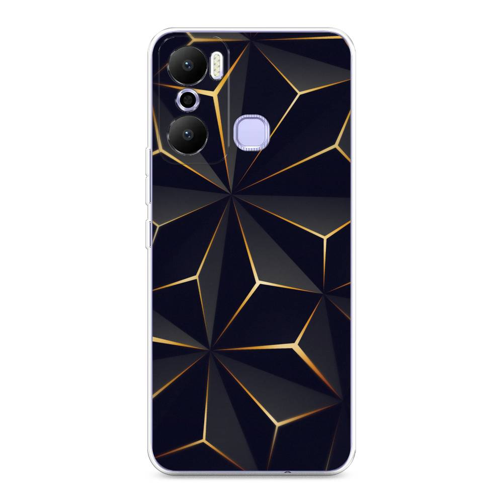 

Чехол на Infinix Hot 20 Play "Черные полигоны", Золотистый;черный, 3103550-3