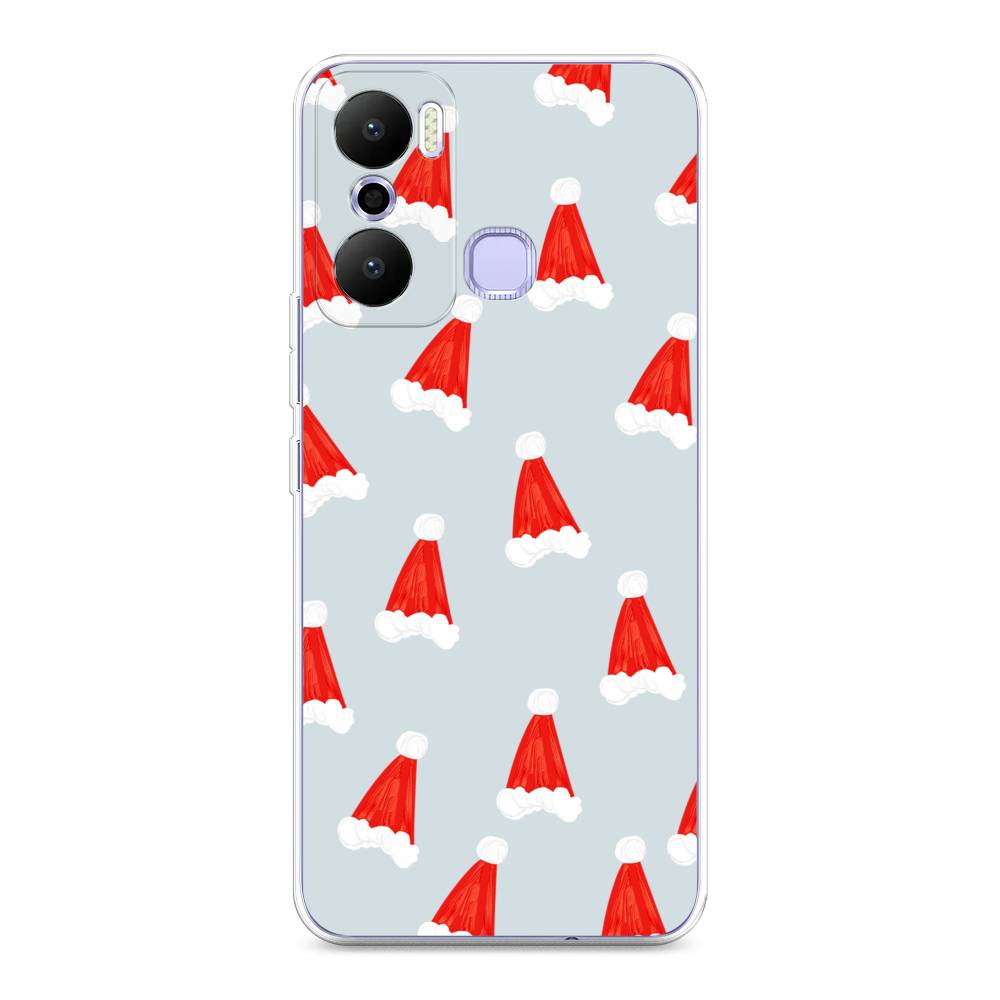 

Чехол на Infinix Hot 20 Play "Новогодние шапочки", Белый;красный;серый, 3103550-5