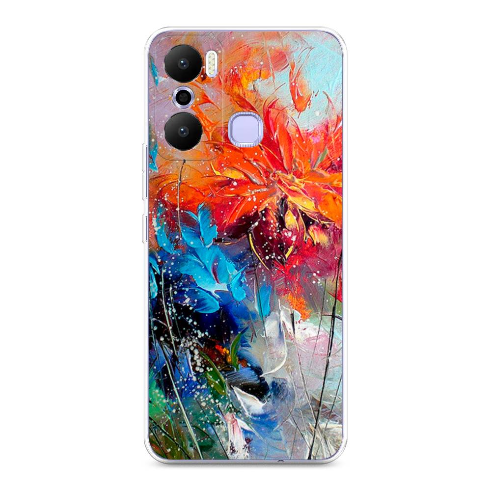 

Чехол на Infinix Hot 20 Play "Абстрактные цветы", Оранжевый;синий, 3103550-4