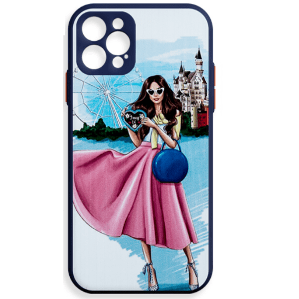 фото Чехол для iphone 12 pro max синий с картинкой girl nobrand