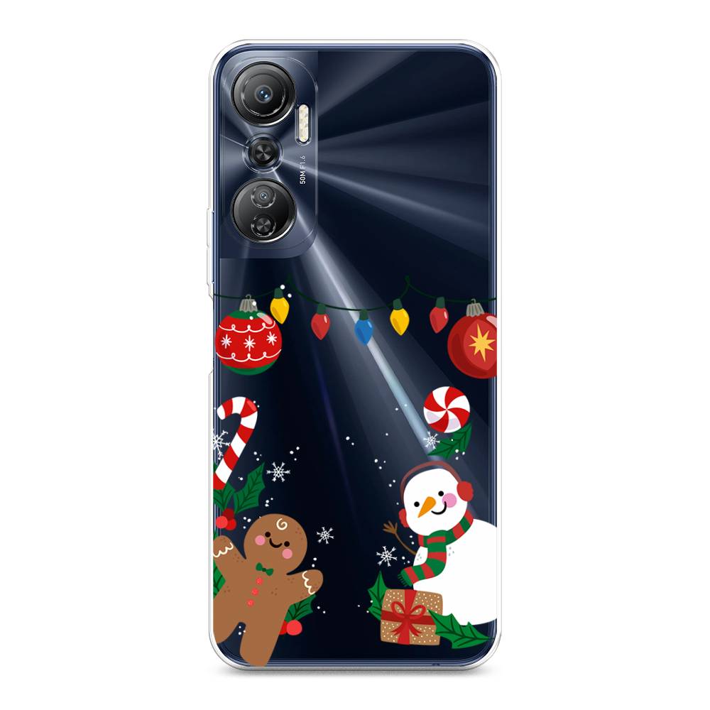 

Чехол на Infinix Hot 20 4G "Новогоднее настроение", Коричневый;красный;зеленый, 3103150-5
