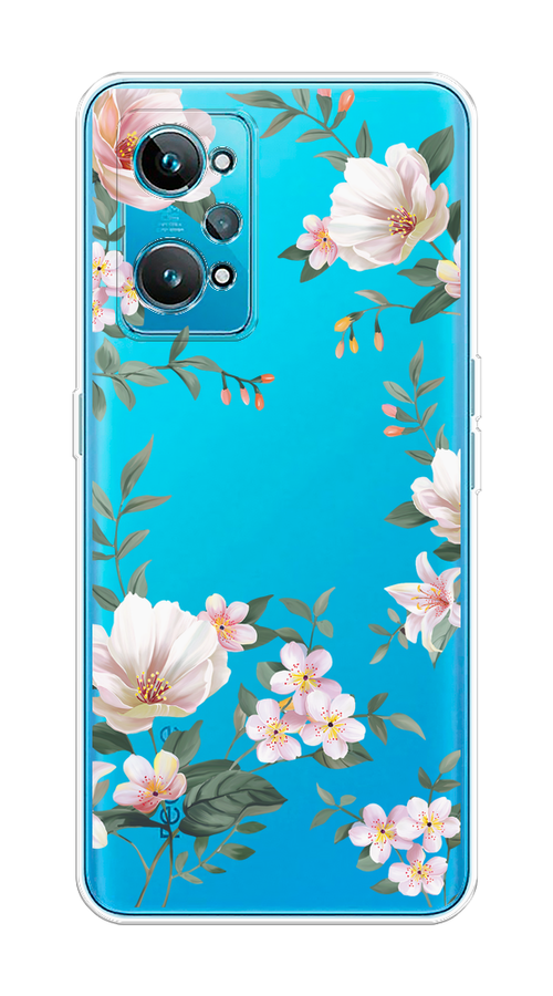 

Чехол на Realme GT 2 "Beautiful white flowers", Бежевый;зеленый, 258550-1