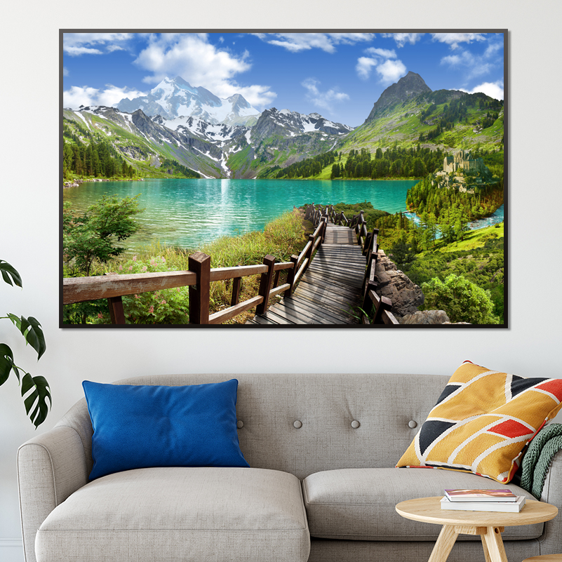 

Постер на холсте ПолиЦентр Дорога с лестницей к озеру в горах 50х40 см, ДорогаСЛестницейКОзеруВГорах