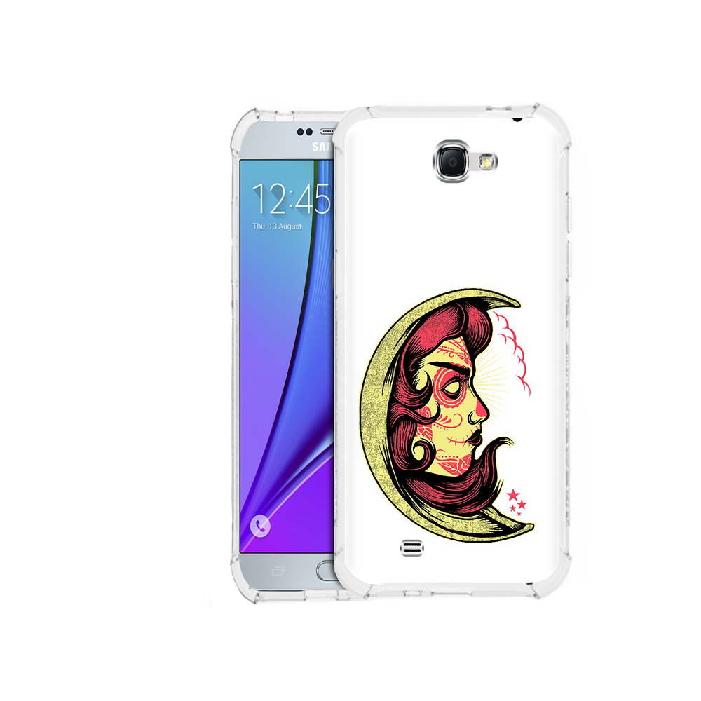 

Чехол MyPads Tocco для Samsung Galaxy Note 2 желтый полумесяц с лицом девушки, Прозрачный, Tocco