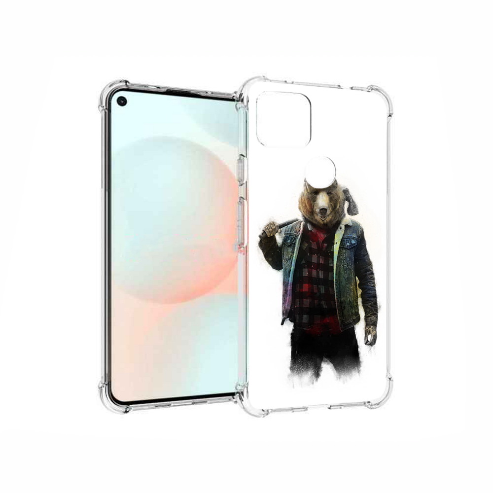 

Чехол MyPads Tocco для Google Pixel 5A медведь с топором, Прозрачный, Tocco