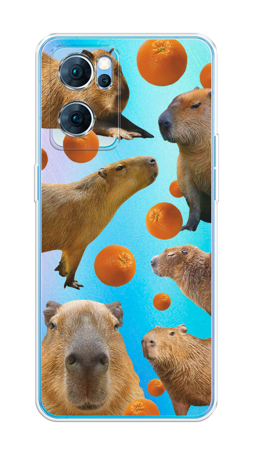 

Чехол на Oppo Reno 7 5G "Капибара и апельсины", Бежевый;оранжевый, 258150-1