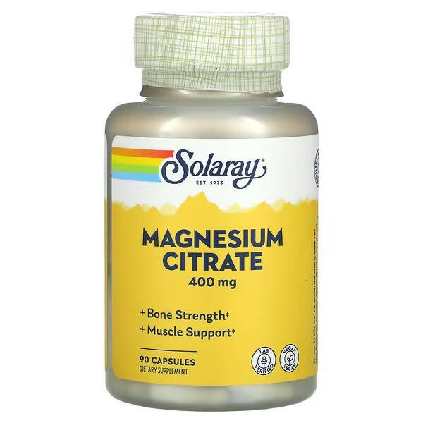 Цитрат магния Solaray, 90 вегетарианских капсул, 400 мг