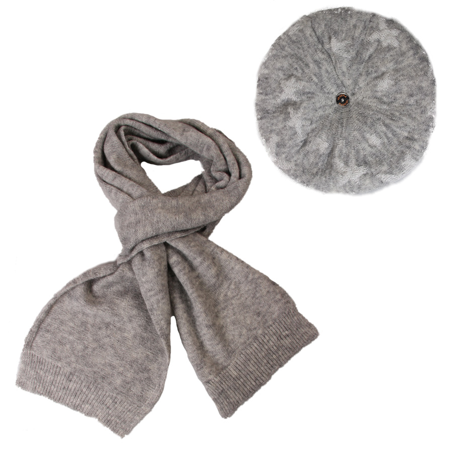 Комплект берет и шарф женский Venera 9900988 серый, р. 56-58