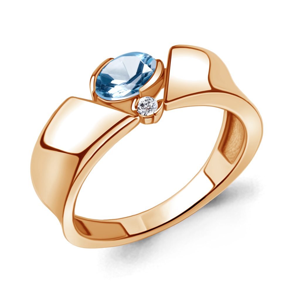 

Кольцо из серебра с топазом\фианитом Aquamarine Aquamarine 6965705А_925_з р, 6965705А_925_з