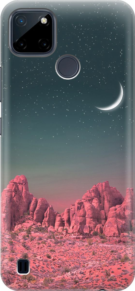 

Силиконовый чехол на Realme C21Y "Месяц над розовыми горами", Розовый;черный, 4881