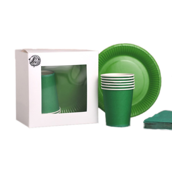

Набор одноразовой посуды Страна Карнавалия Сочный зеленый бумажный на 6 персон