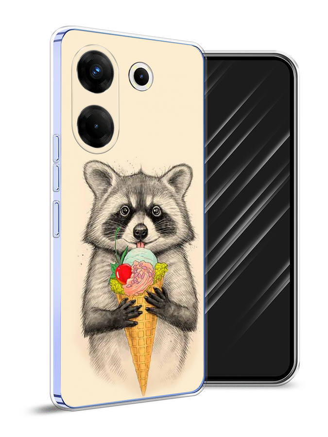 

Чехол Awog на Tecno Camon 20 Pro 5G "Енот с мороженым", Бежевый;серый, 304050-10