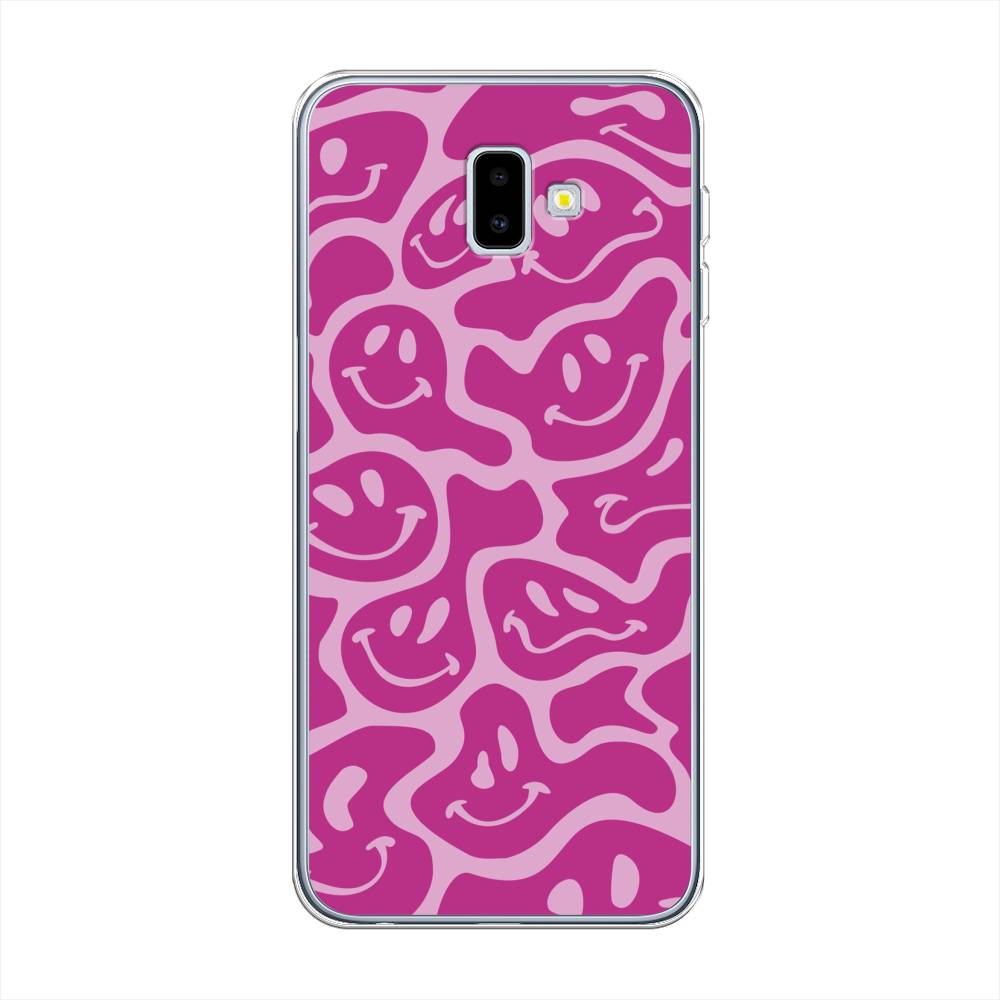 

Чехол на Samsung Galaxy J6 Plus 2018 "Расплывчатые смайлики розовые", Фиолетовый, 26950-6