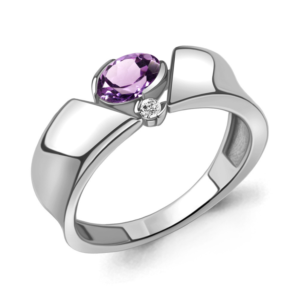 

Кольцо из серебра с аметистом\фианитом Aquamarine Aquamarine 6965704А_925_р р. 16,5, 6965704А_925_р