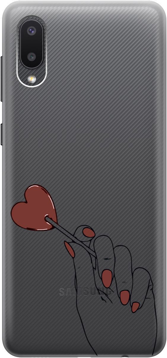 

Силиконовый чехол на Samsung Galaxy A02 "Heartbreaker" прозрачный, Прозрачный;красный, 1753