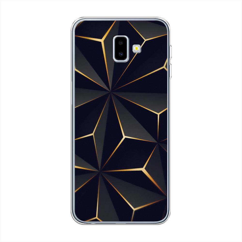 

Чехол на Samsung Galaxy J6 Plus 2018 "Черные полигоны", Золотистый;черный, 26950-3