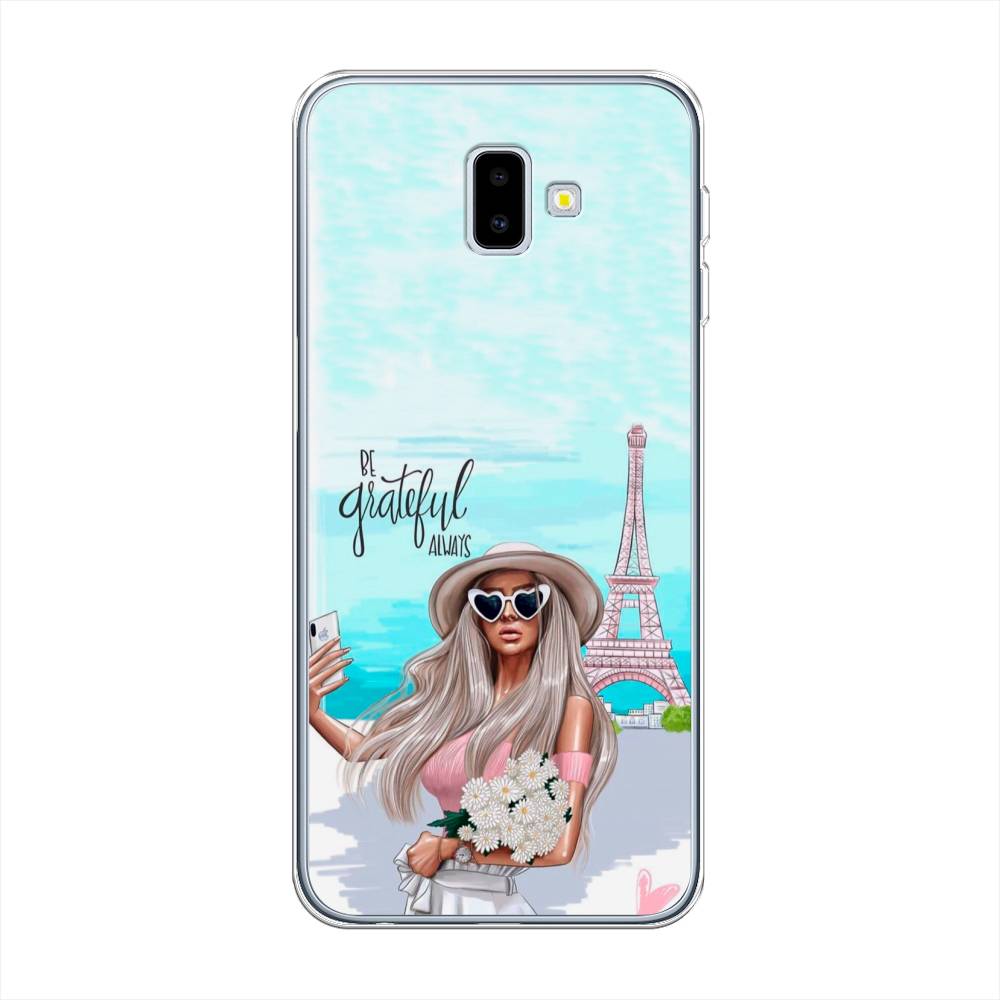 

Чехол на Samsung Galaxy J6 Plus 2018 "Селфи Париж", Голубой;бежевый, 26950-6