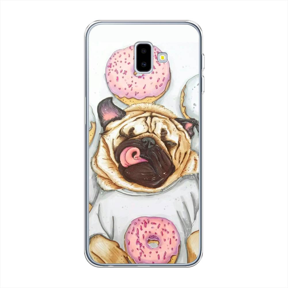

Чехол на Samsung Galaxy J6 Plus 2018 "Счастливый мопс", Розовый;бежевый;коричневый, 26950-1
