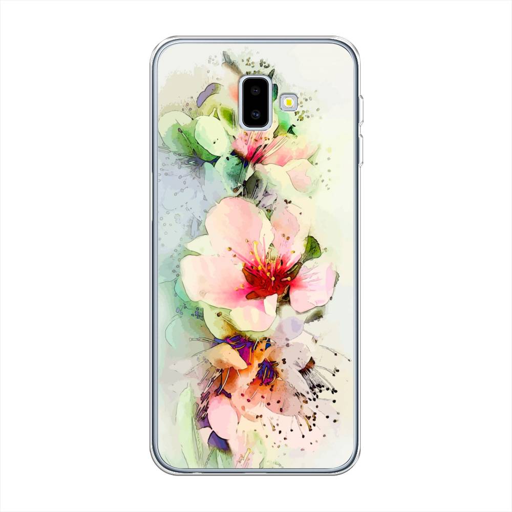 

Чехол на Samsung Galaxy J6 Plus 2018 "Нежные цветы", Зеленый;розовый, 26950-2
