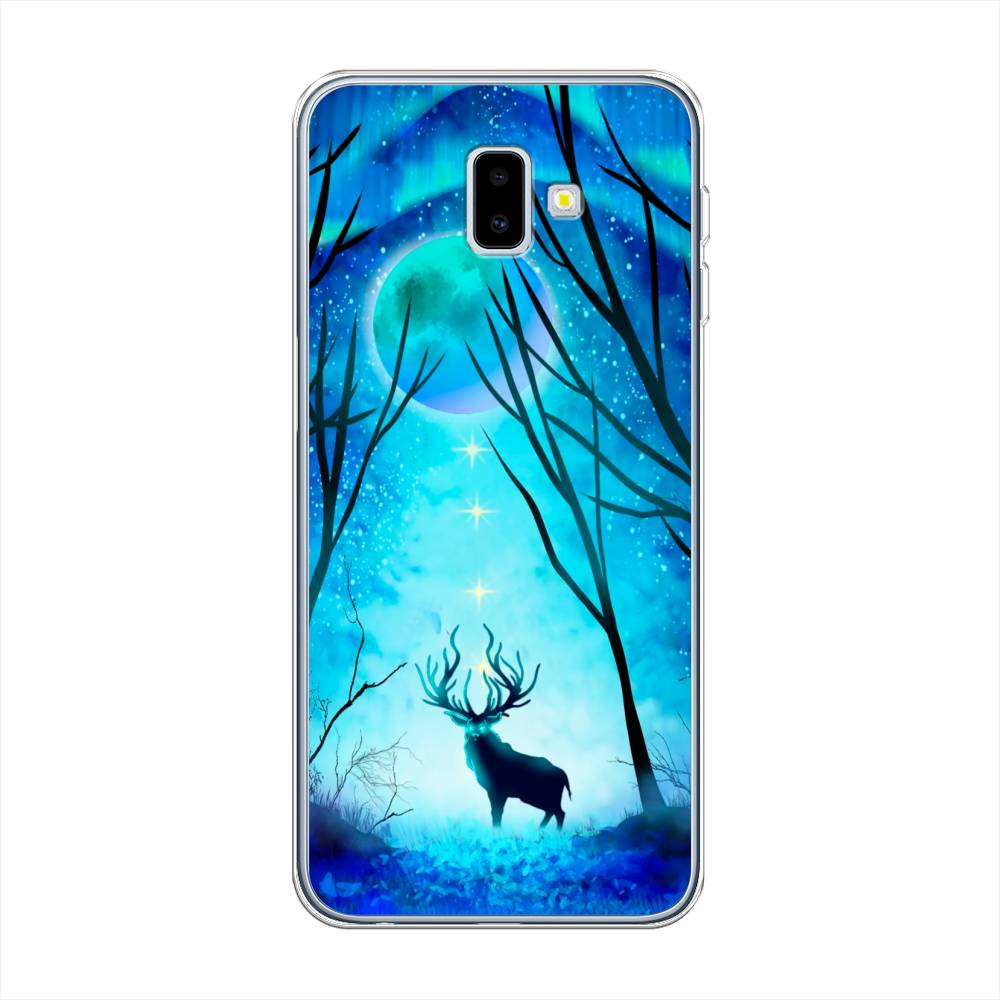 

Чехол на Samsung Galaxy J6 Plus 2018 "Олень северное сияние", Синий;черный;голубой, 26950-1