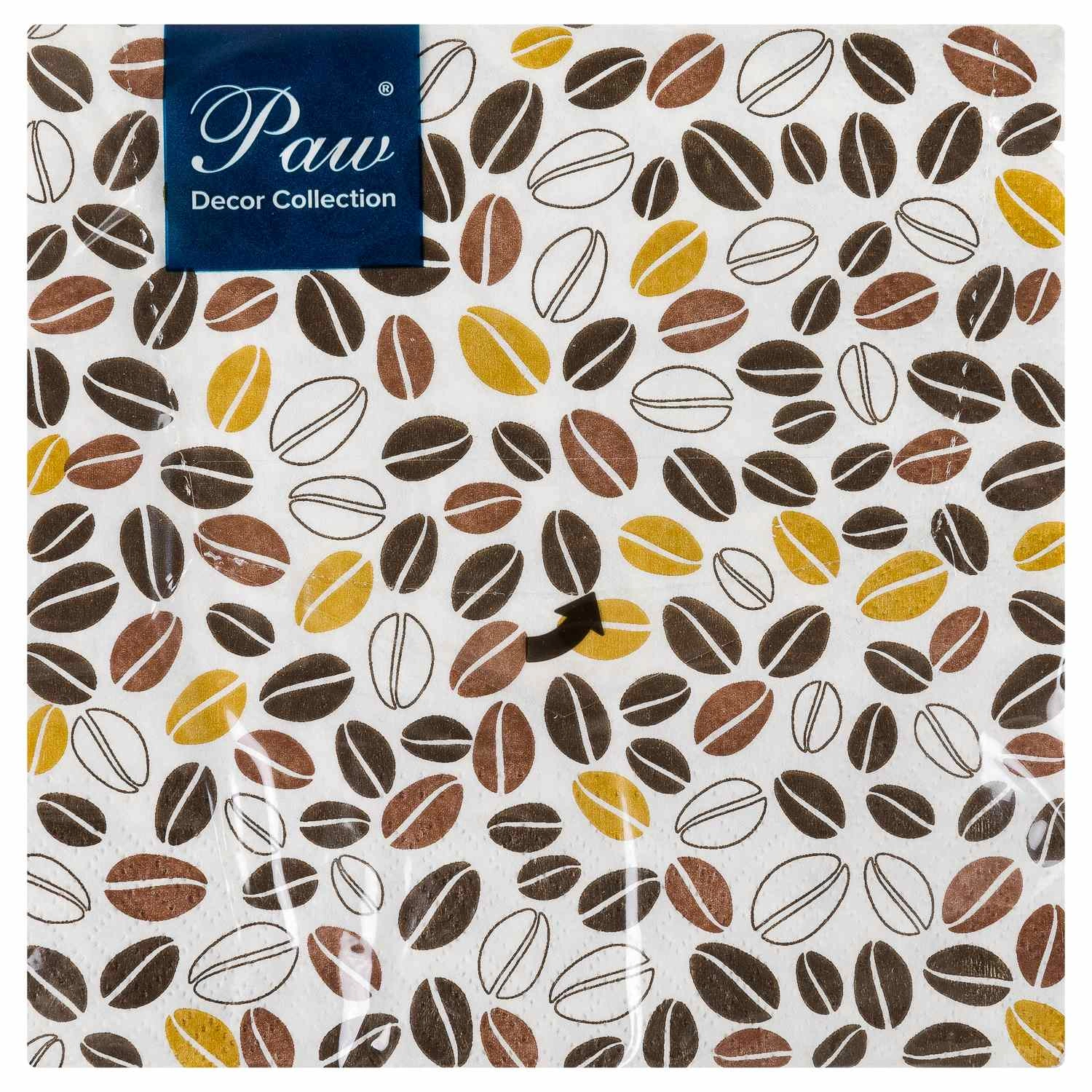 

Салфетки бумажные Paw Кофе 3 слоя 33 х 33 см 20 шт, Разноцветный