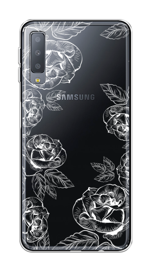 

Чехол на Samsung Galaxy A7 2018 "Розы графика", Черный;серый, 26750-2
