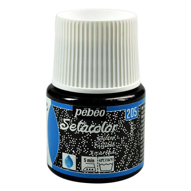 

Краска для светлых тканей Pebeo с микро-глиттером Setacolor цвет оникс, 45 мл, Черный