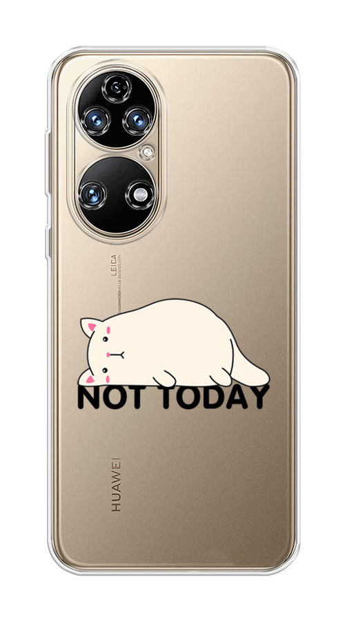 

Чехол на Huawei P50 "Cat not today", Белый;розовый;черный, 6104950-1