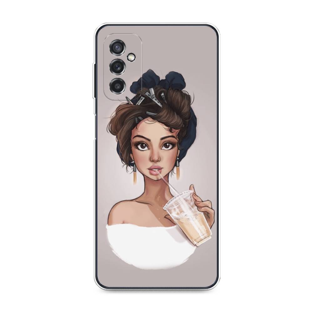 

Чехол на Samsung Galaxy M52 "Девушка с фраппе", Серый, 2104350-6