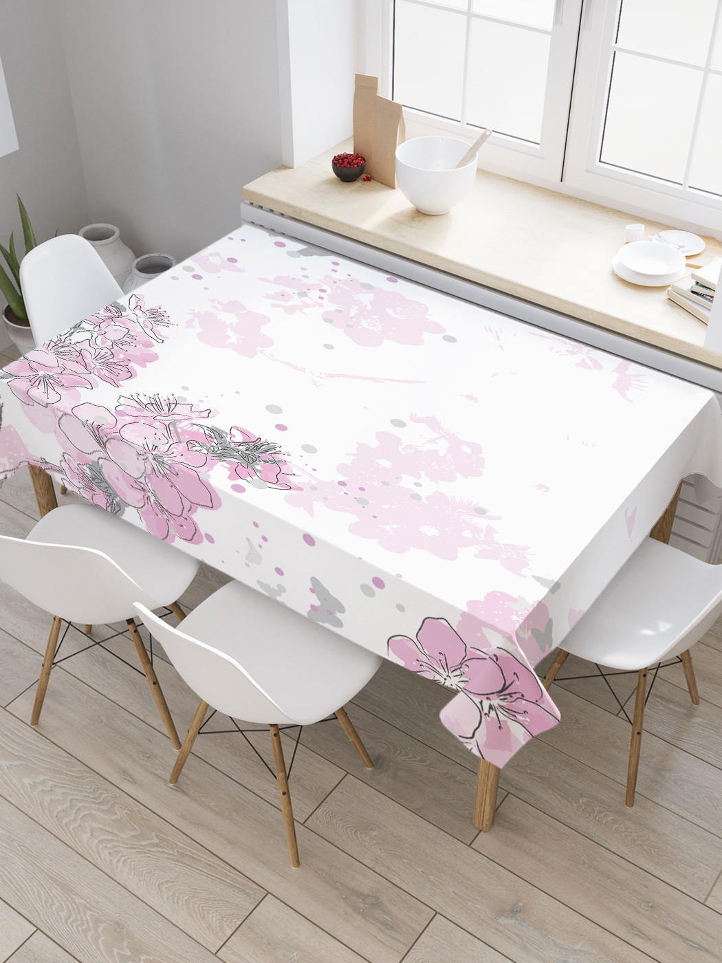 

Скатерть прямоугольная JoyArty "Весенний мираж" из оксфорда, 120x145 см, Белый, Весенний мираж