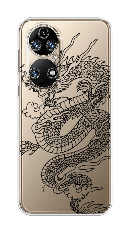 

Чехол на Huawei P50 "Большой китайский дракон", Черный;серый, 6104950-1