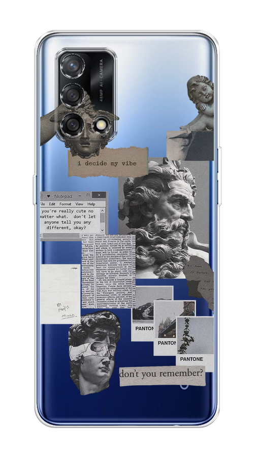 

Чехол на OPPO A74 4G/F19 "Коллаж греческие скульптуры", Бежевый;серый, 256050-1