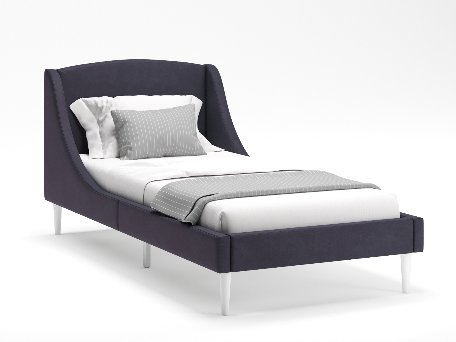 Кровать MONOFIX ЛОТТИ 90х200 см, микровелюр, графит