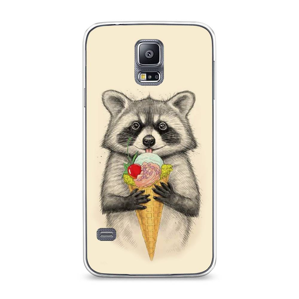 

Чехол Awog на Samsung Galaxy S5 "Енот с мороженым", Бежевый;серый, 24150-10