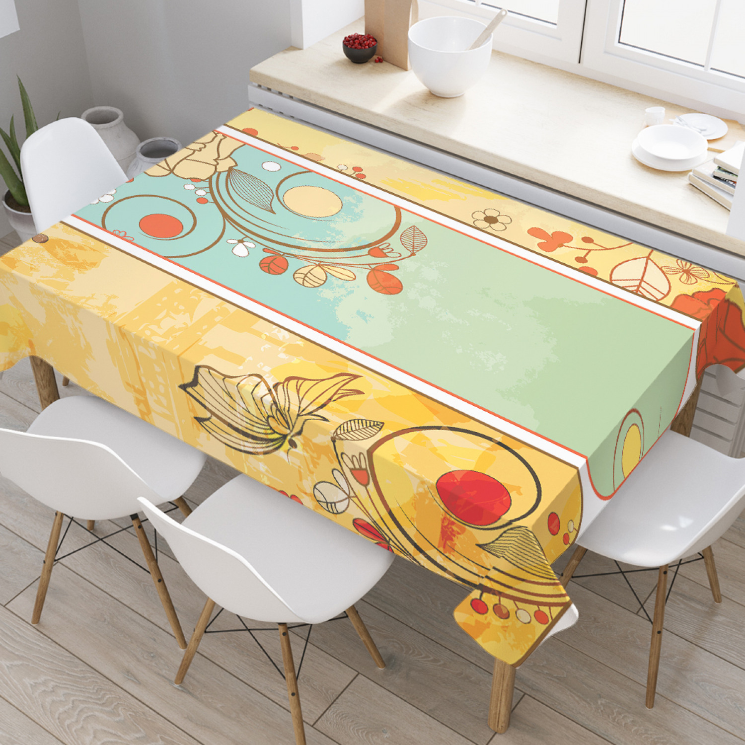 

Скатерть прямоугольная JoyArty "Любовные спирали" из оксфорда, 120x145 см, Желтый, Любовные спирали