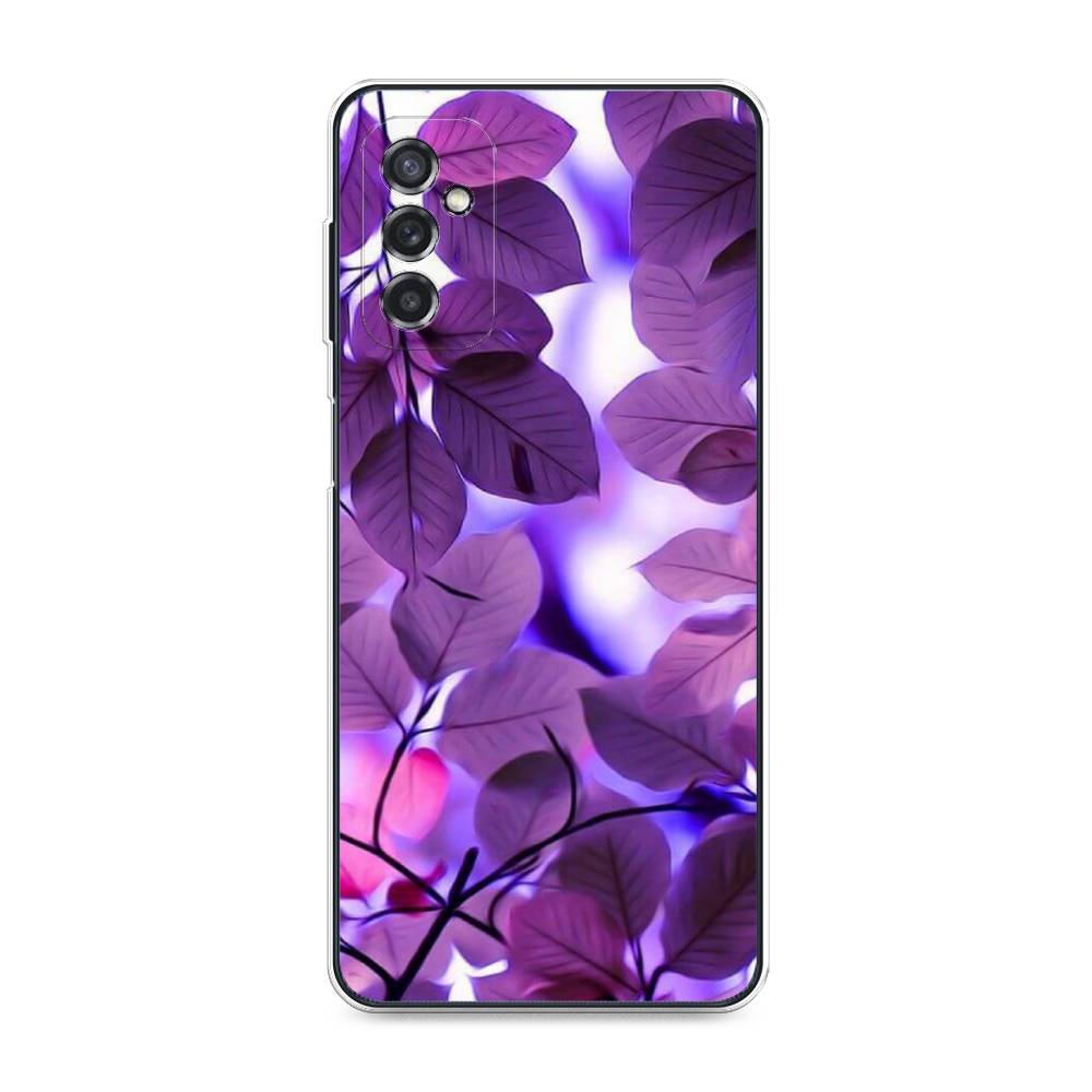 

Чехол на Samsung Galaxy M52 "Сиреневые листики", Фиолетовый;голубой, 2104350-2