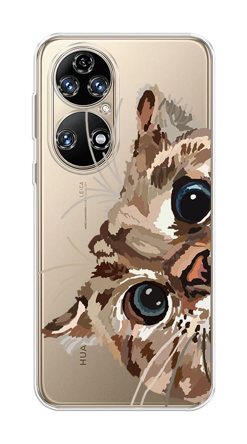 

Чехол на Huawei P50 "Любопытный кот", Коричневый;синий;черный, 6104950-1